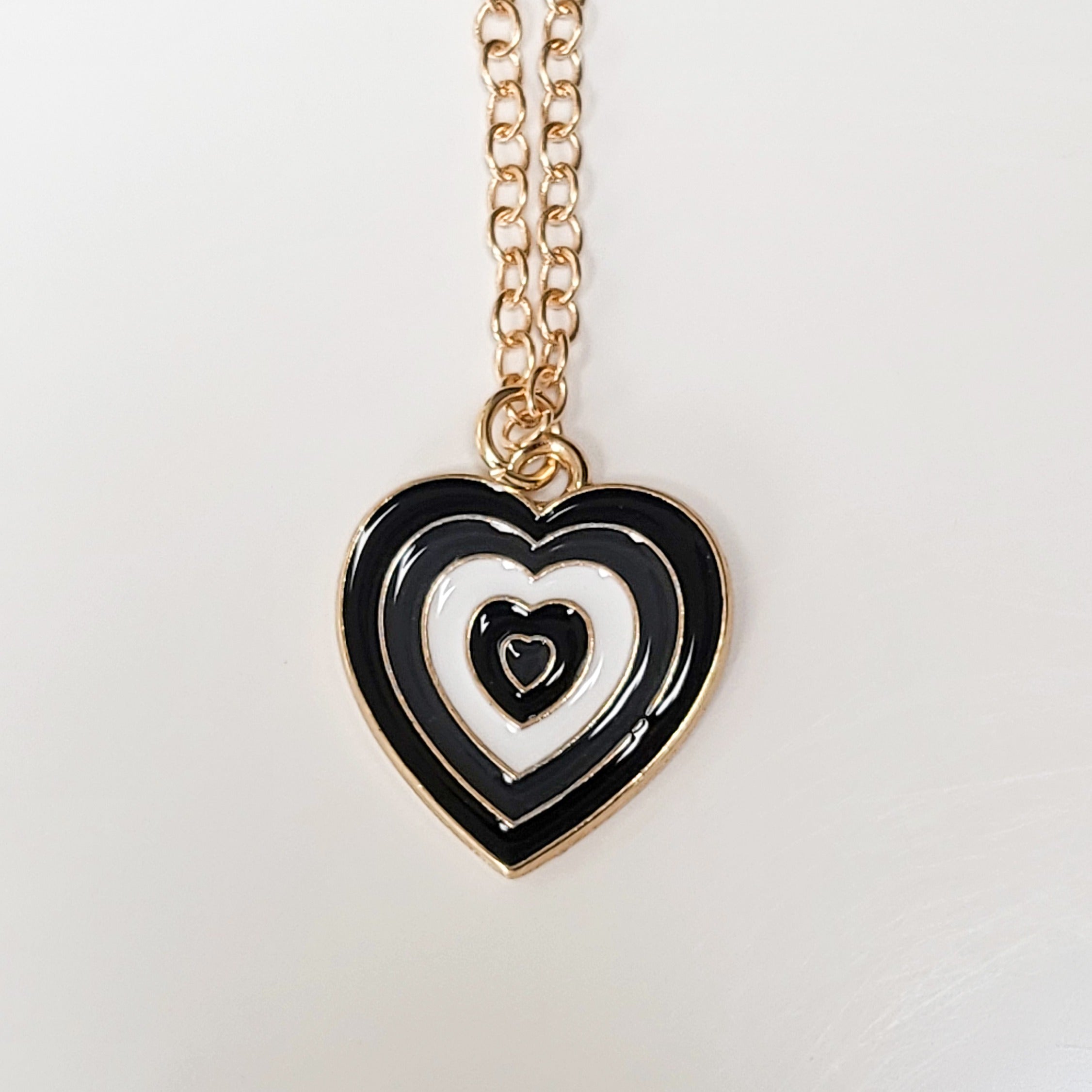 Heart Shaped  Coloured Gold Necklace