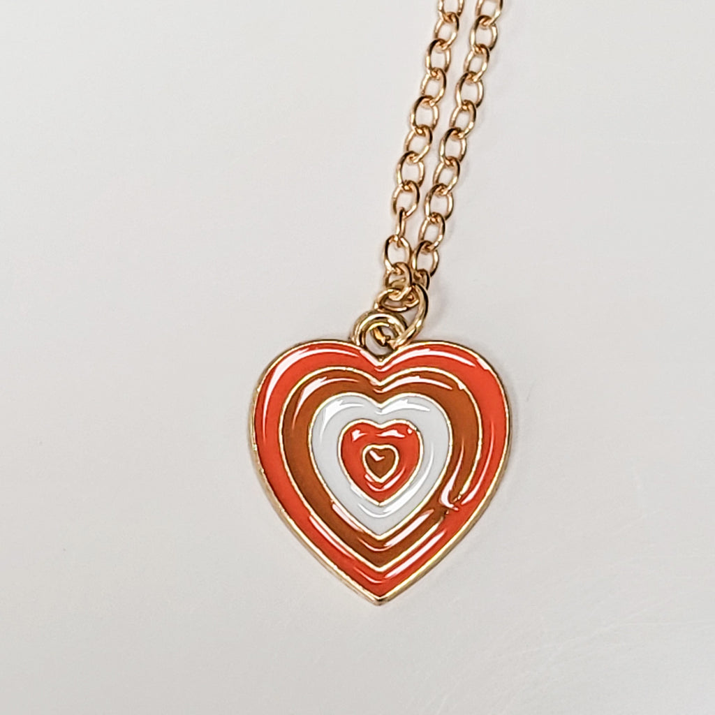 Heart Shaped  Coloured Gold Necklace