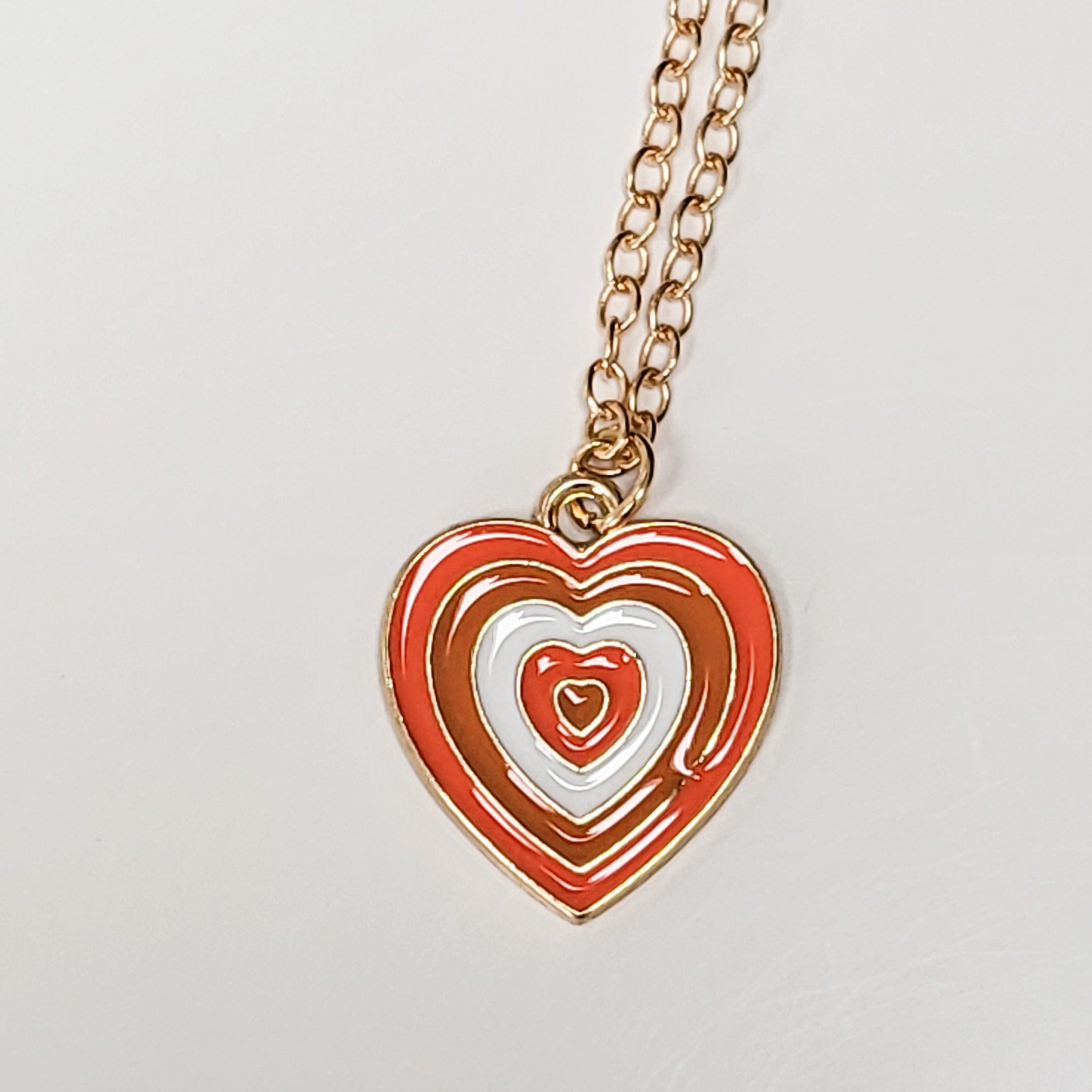 Heart Shaped  Coloured Gold Necklace