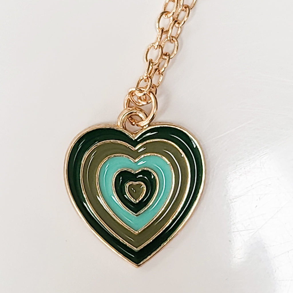 Heart Shaped  Coloured Gold Necklace