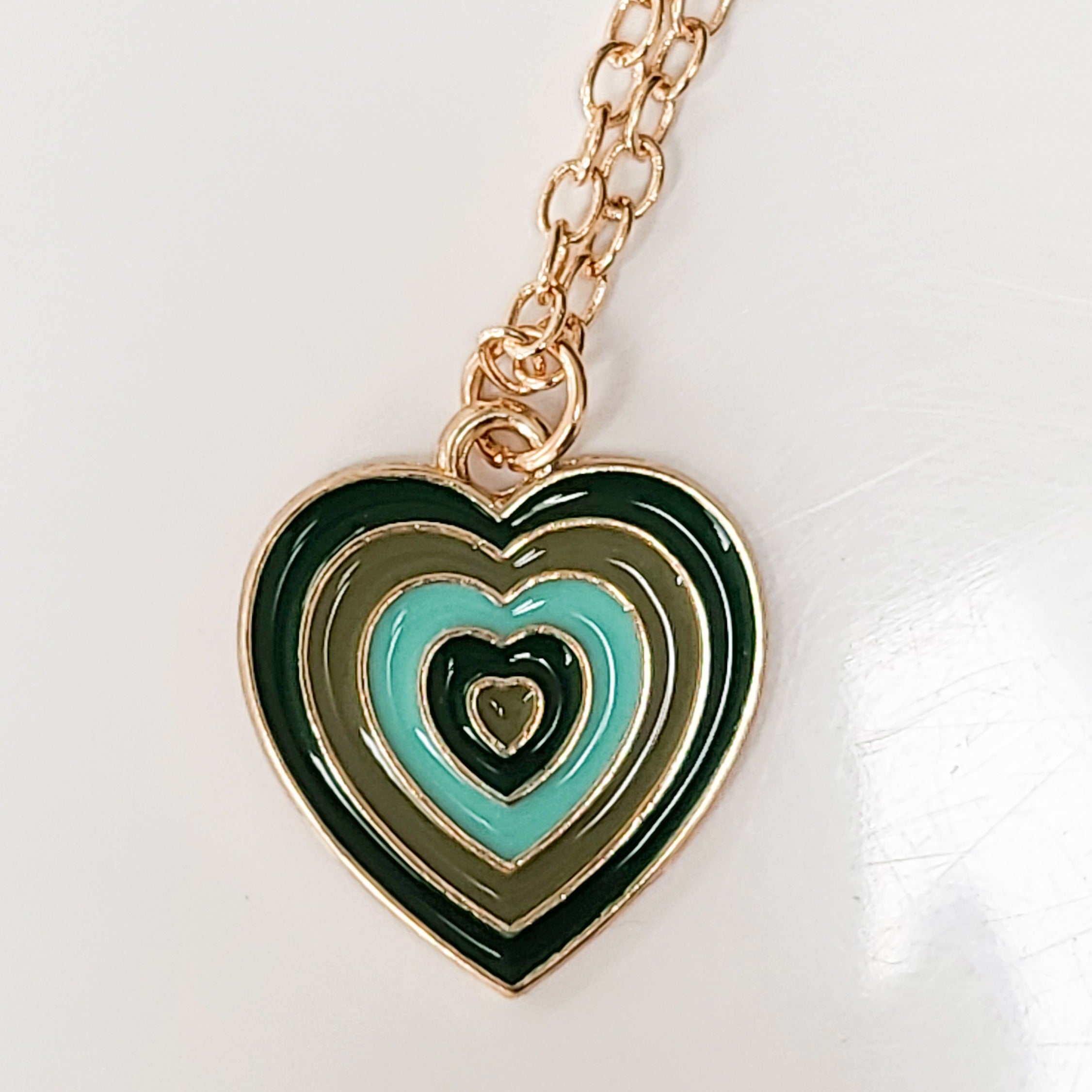 Heart Shaped  Coloured Gold Necklace