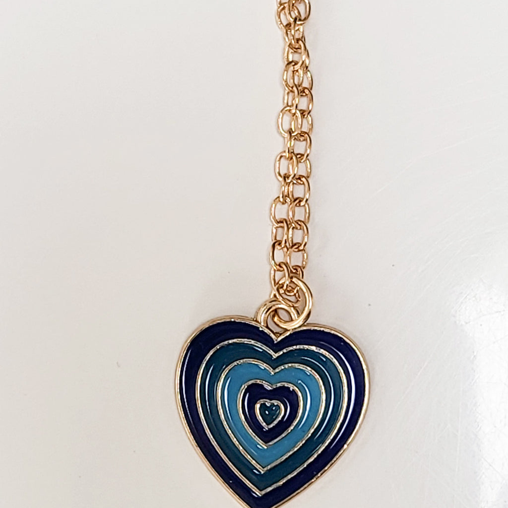 Heart Shaped  Coloured Gold Necklace