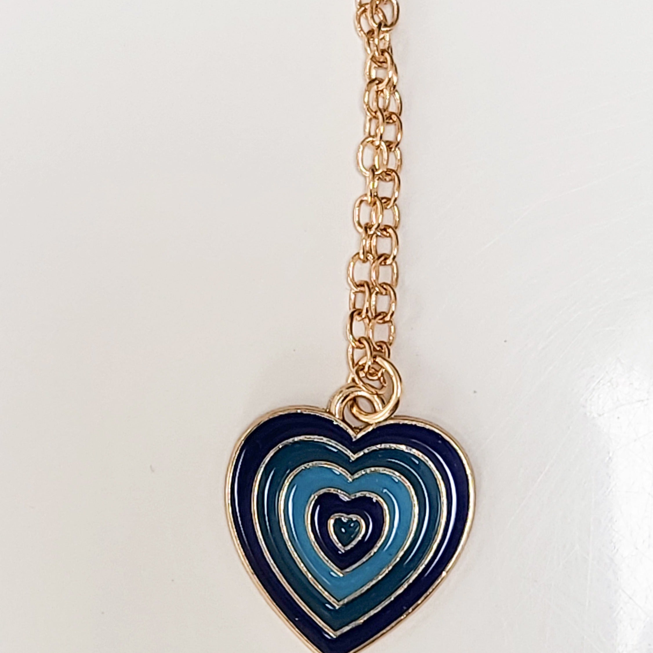 Heart Shaped  Coloured Gold Necklace