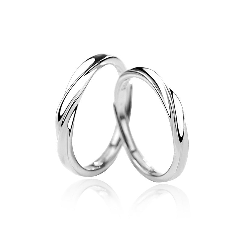 Proposal Wedding Valentine Gift Matching Bands Romantic Mobius Band Silver S925 Sterling Silver Couple Rings