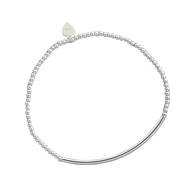 Simple 2mm Beads Tube 925 Sterling Silver Bracelet