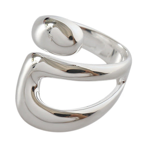 Geometry Wide Double Layer Hollow Cross 925 Sterling Silver Adjustable Ring