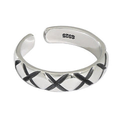 Vintage Letter X Pattern 925 Sterling Silver Adjustable Ring