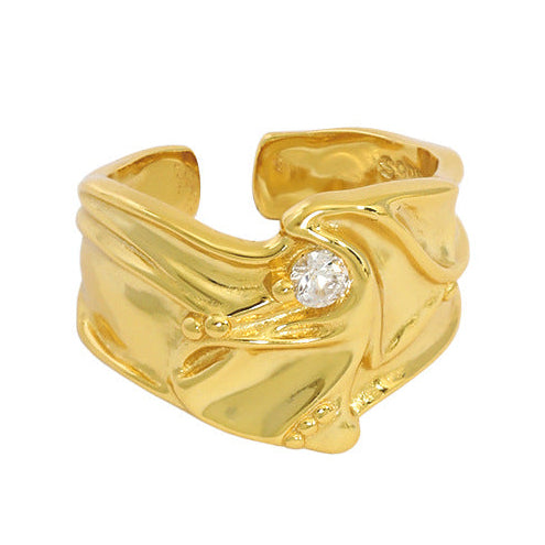 Fashion CZ Flowing River 925 Sterling Silver Adjustable Ring