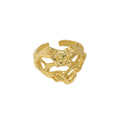 Party Hollow Hearts Wide 925 Sterling Silver Adjustable Ring