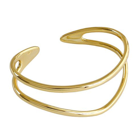 Simple Double Layler 925 Sterling Silver Open Bangle