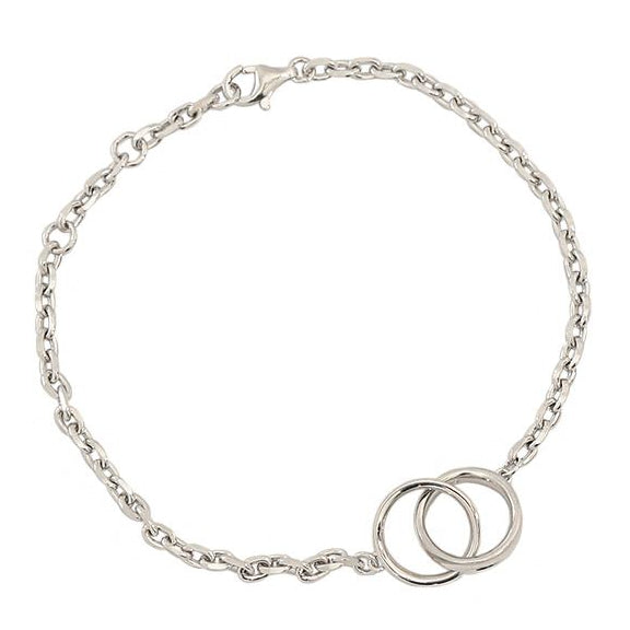 Party Double Circles 925 Sterling Silver Chain Bracelet