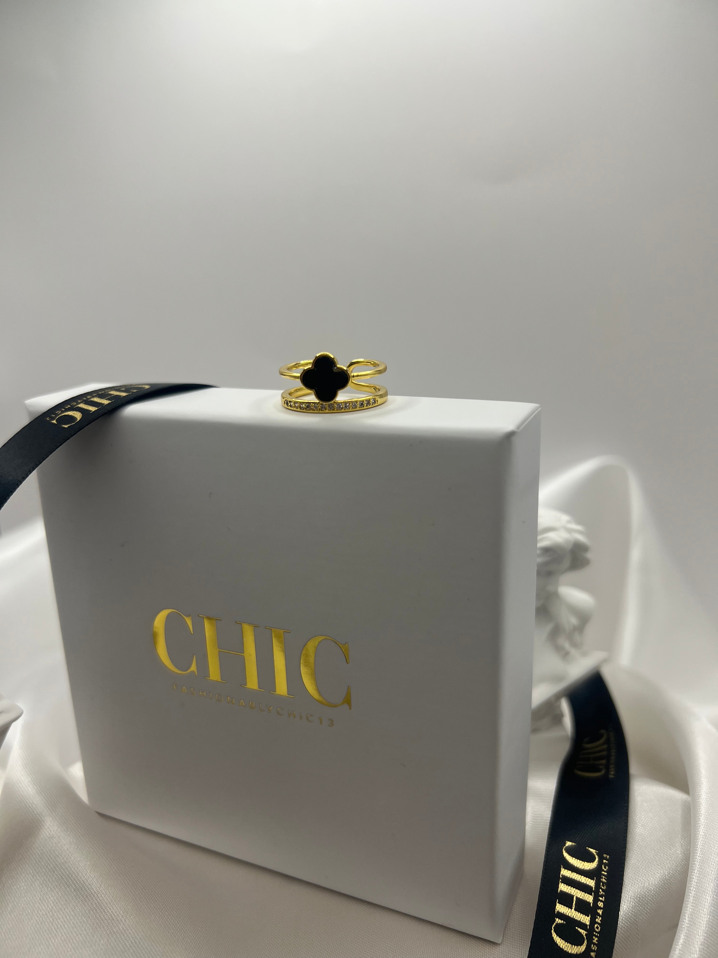 Double Banded Gold and Black ring