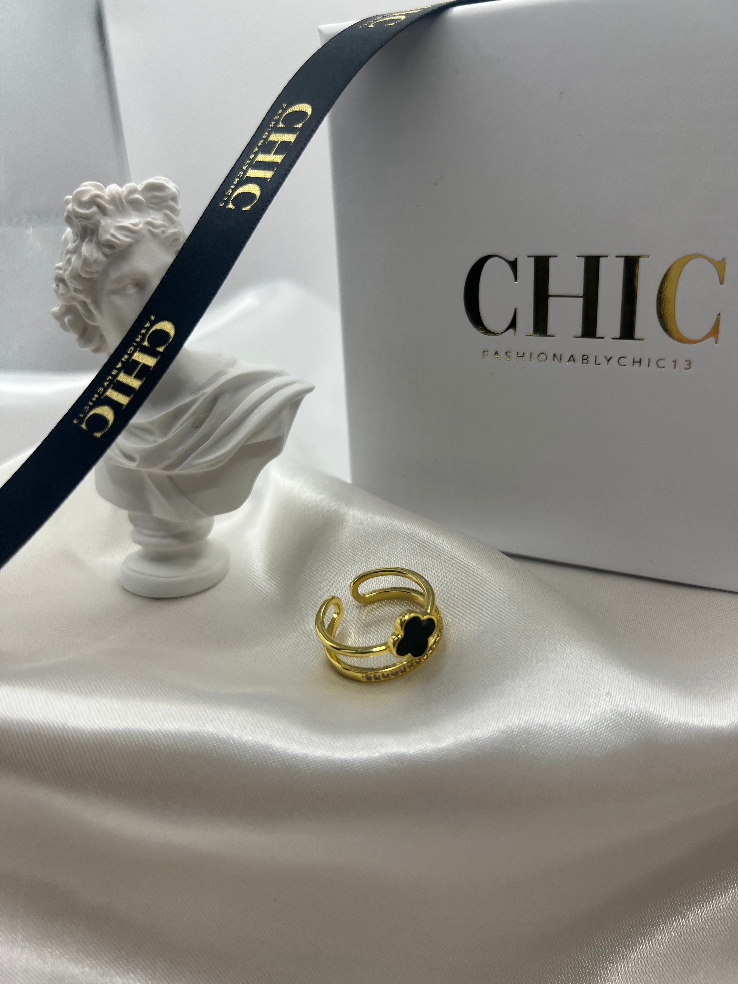 Double Banded Gold and Black ring