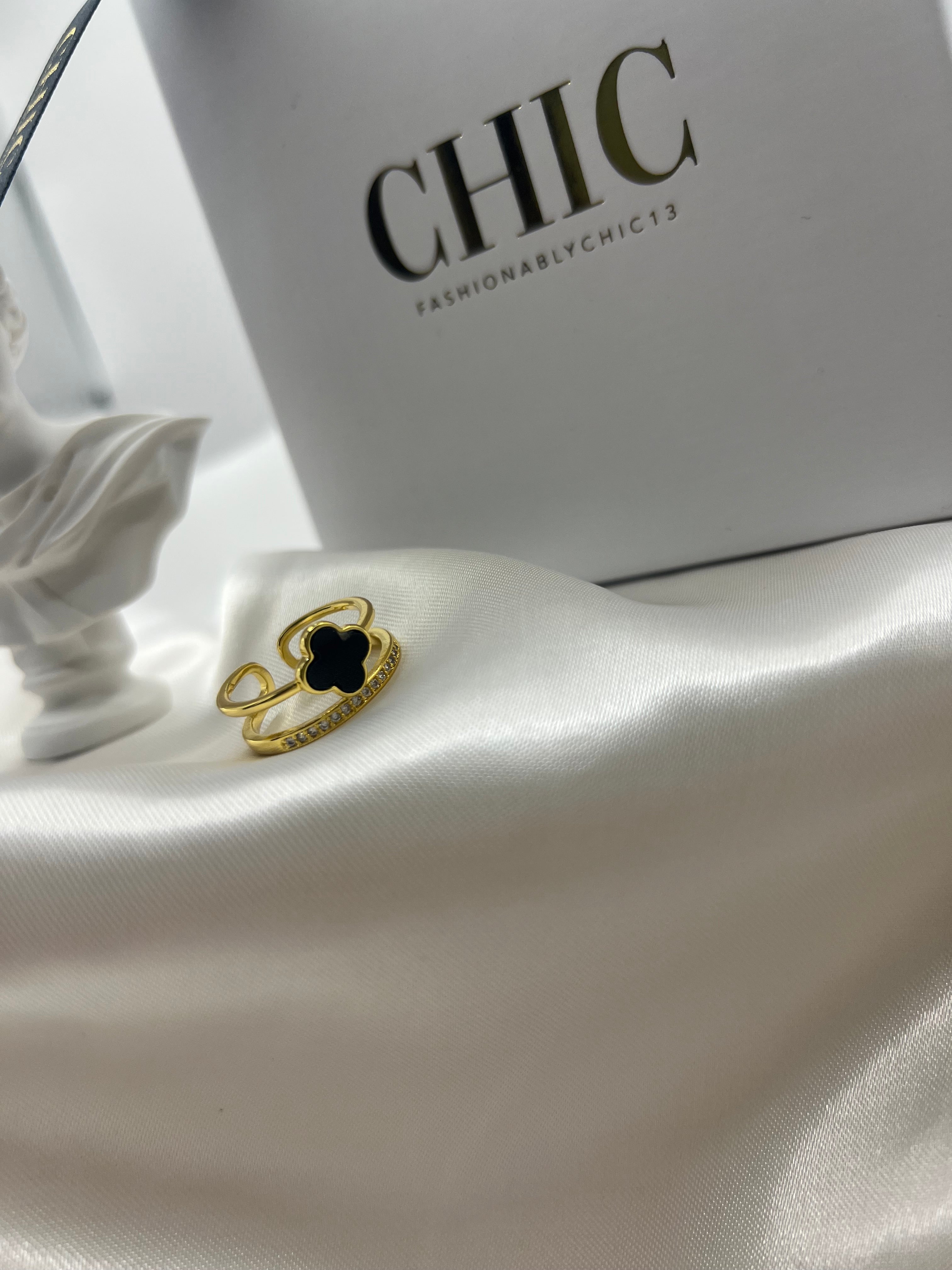 Double Banded Gold and Black ring