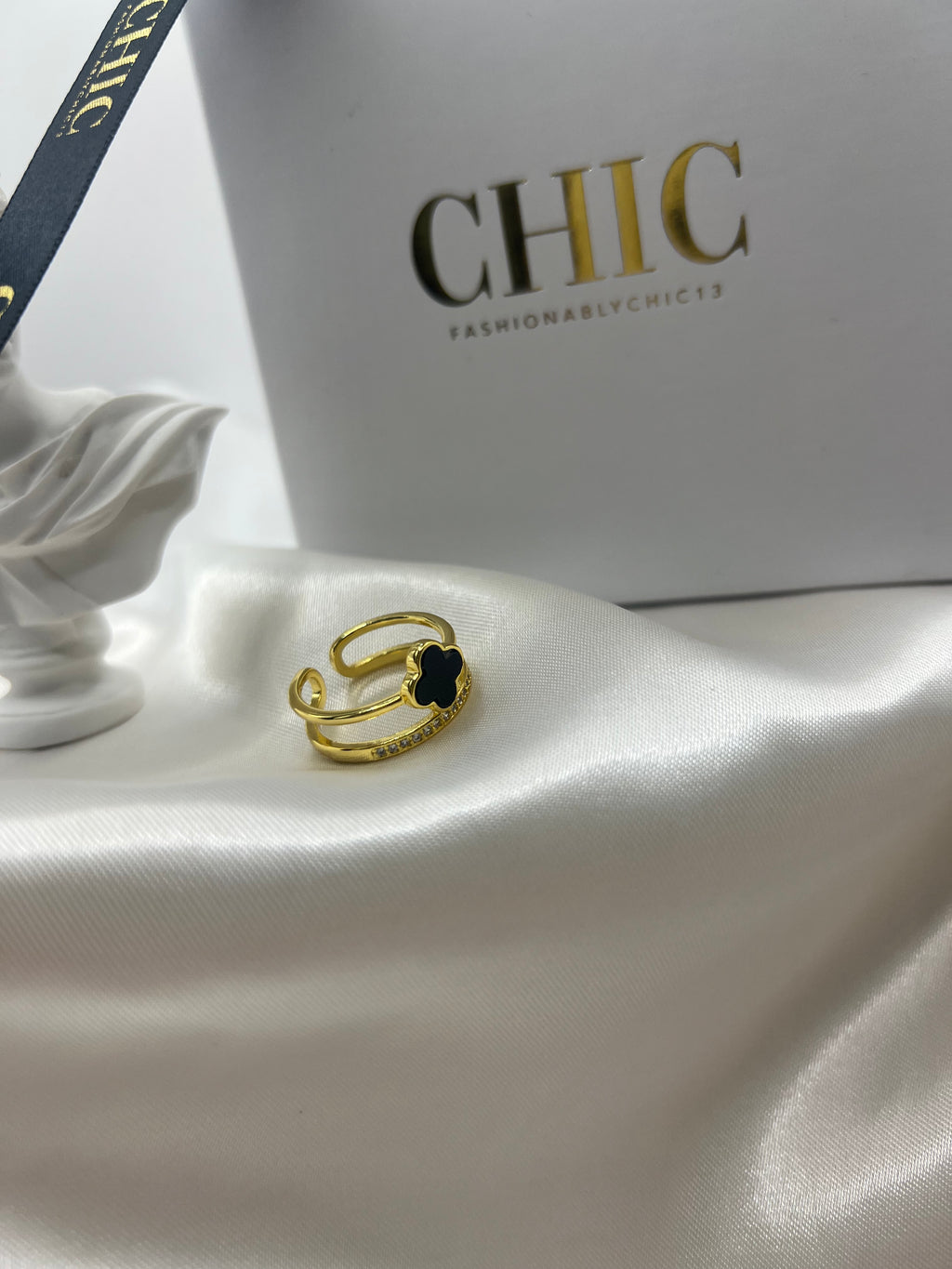 Double Banded Gold and Black ring