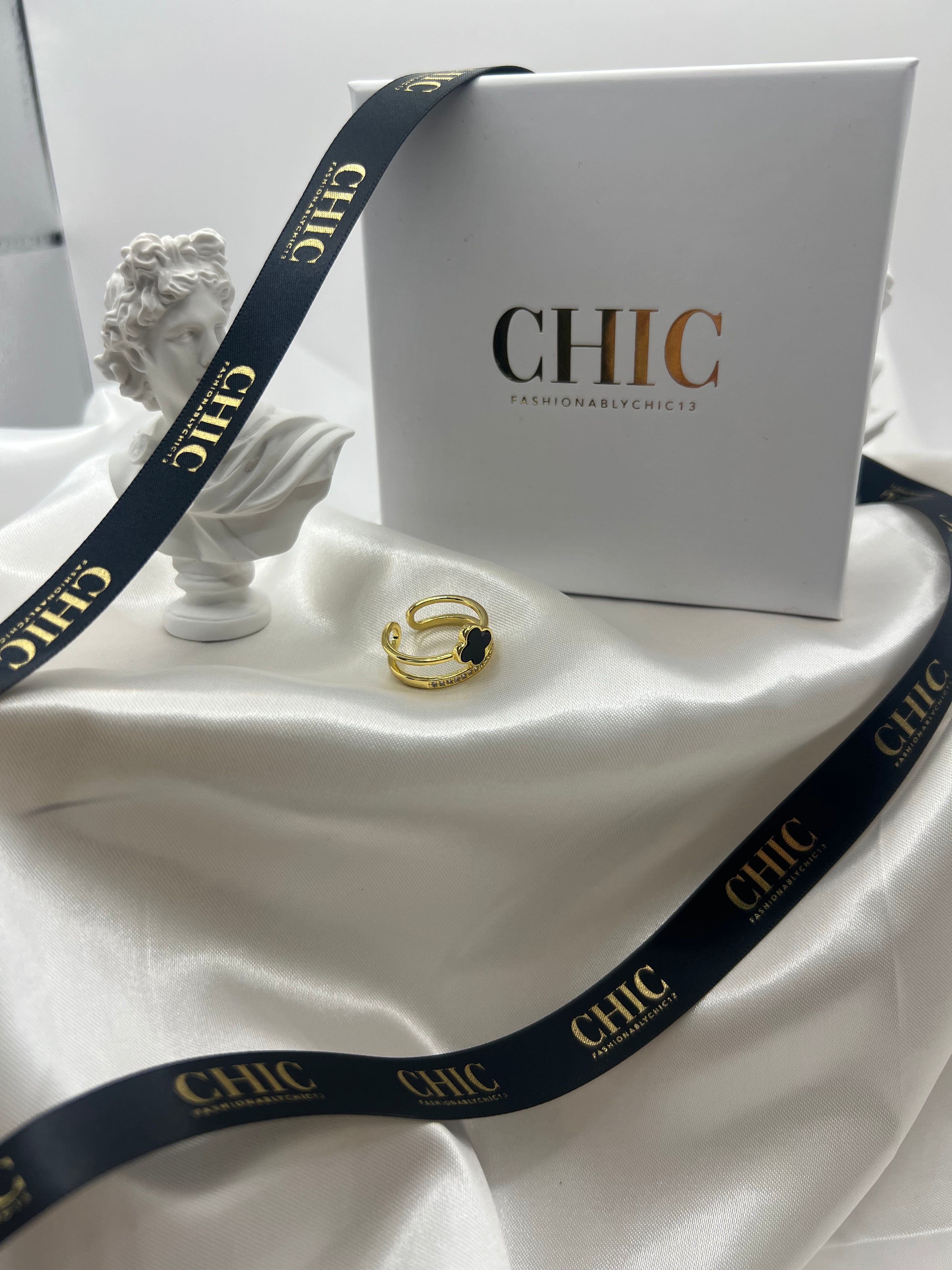 Double Banded Gold and Black ring