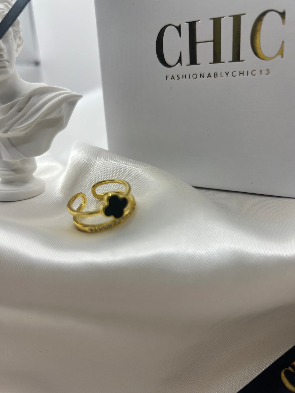 Double Banded Gold and Black ring