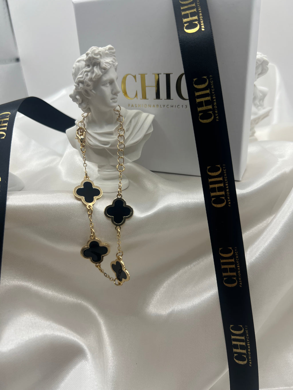 Gold and Black Clover No Glitter Bracelet
