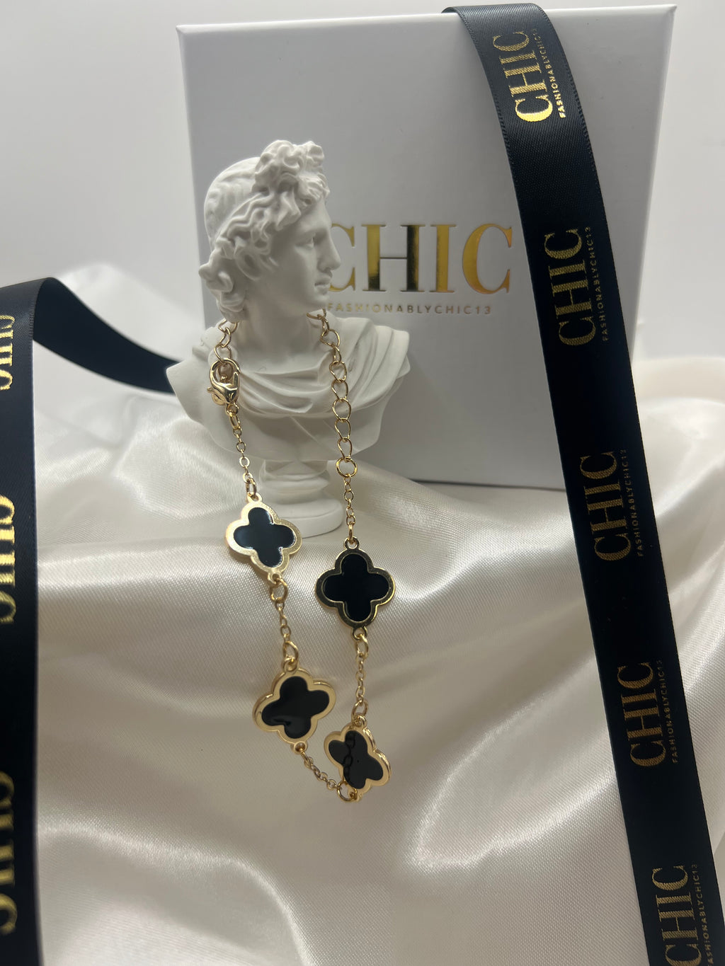 Gold and Black Clover No Glitter Bracelet