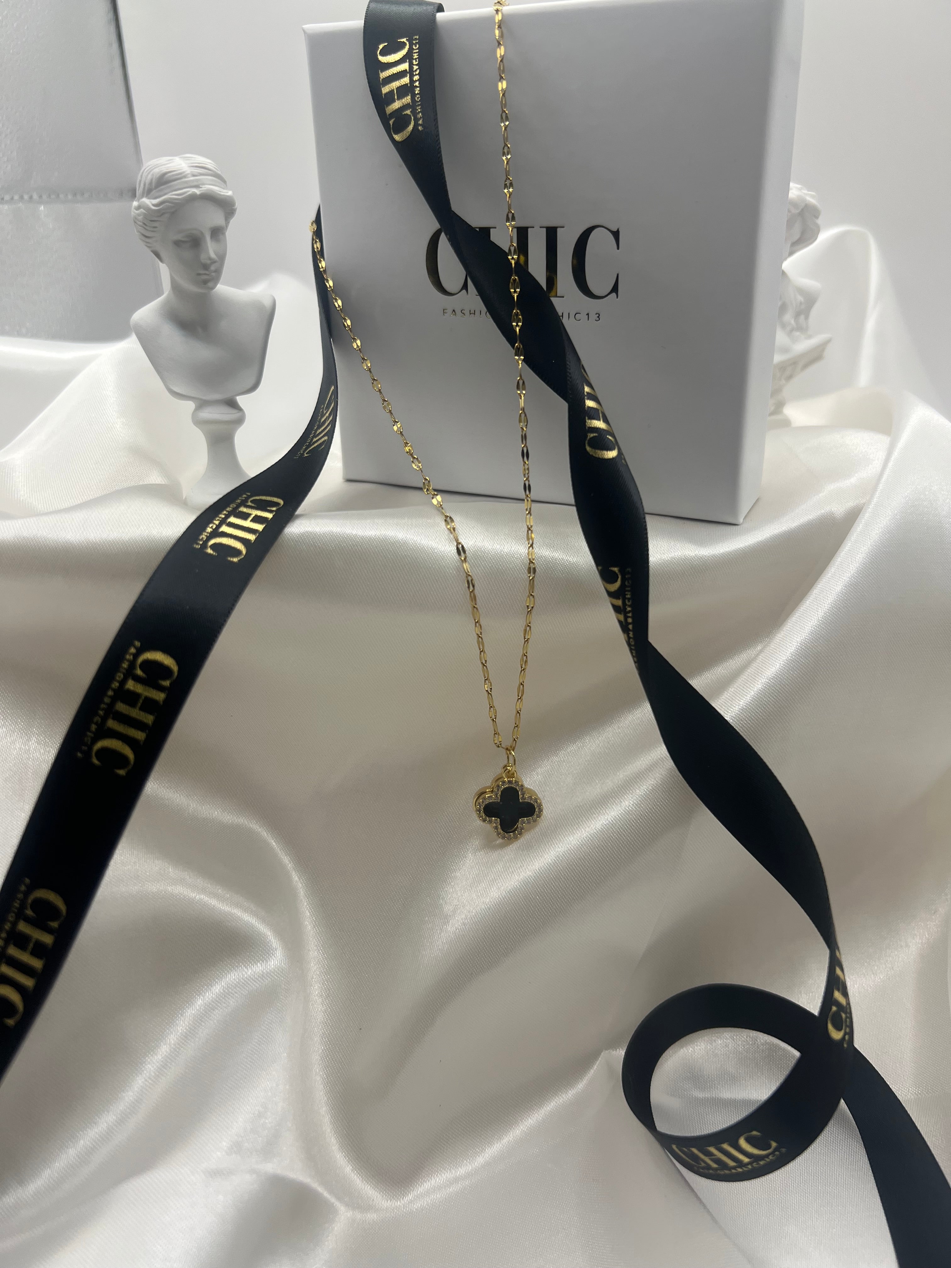 Black and Gold Glitter Necklace