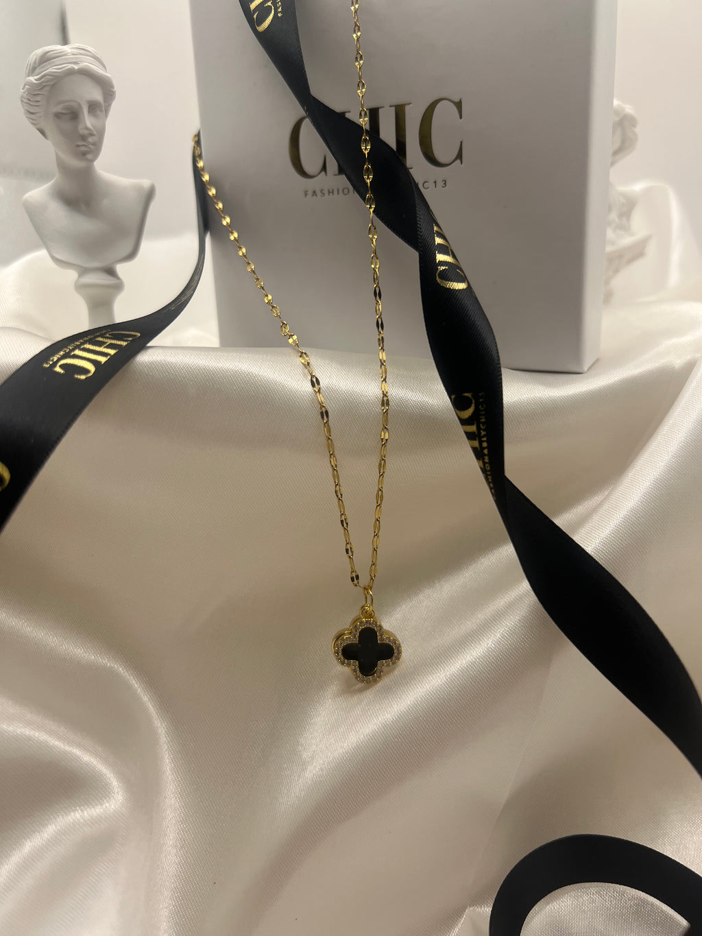 Black and Gold Glitter Necklace