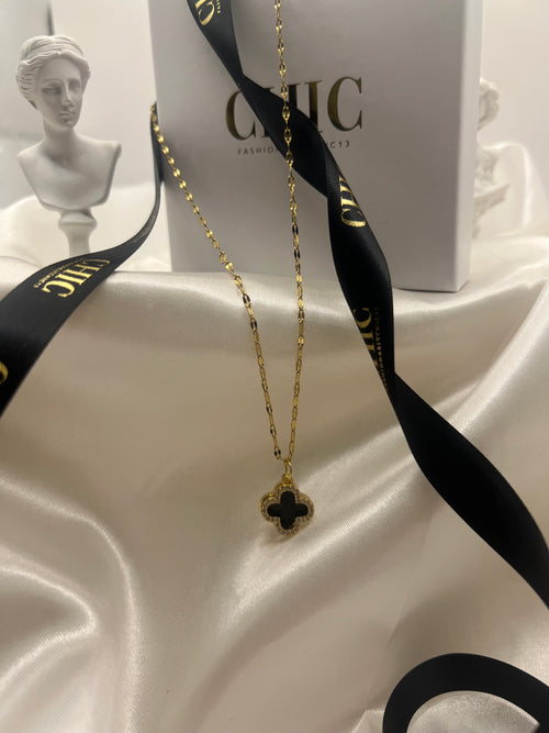Black and Gold Glitter Necklace