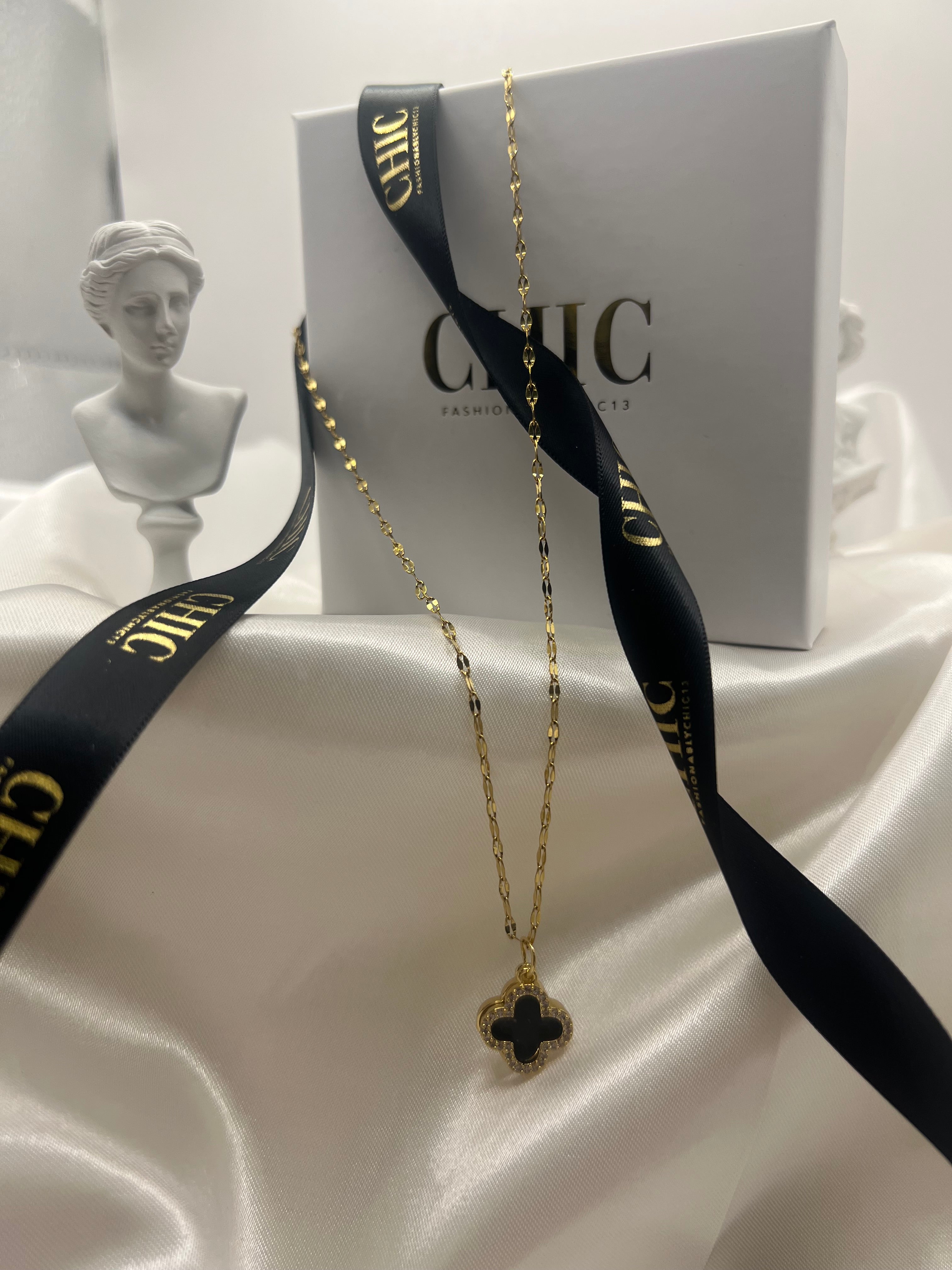 Black and Gold Glitter Necklace