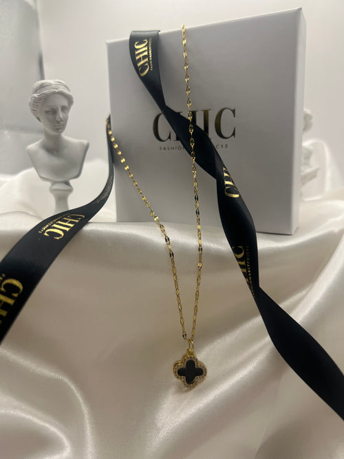Black and Gold Glitter Necklace