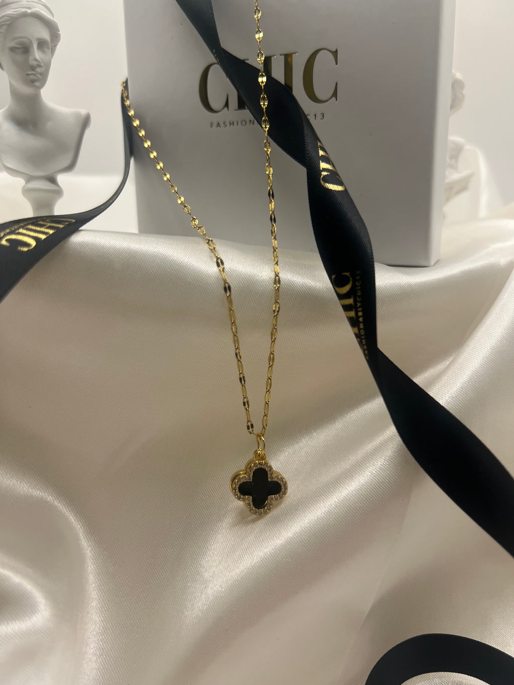 Black and Gold Glitter Necklace