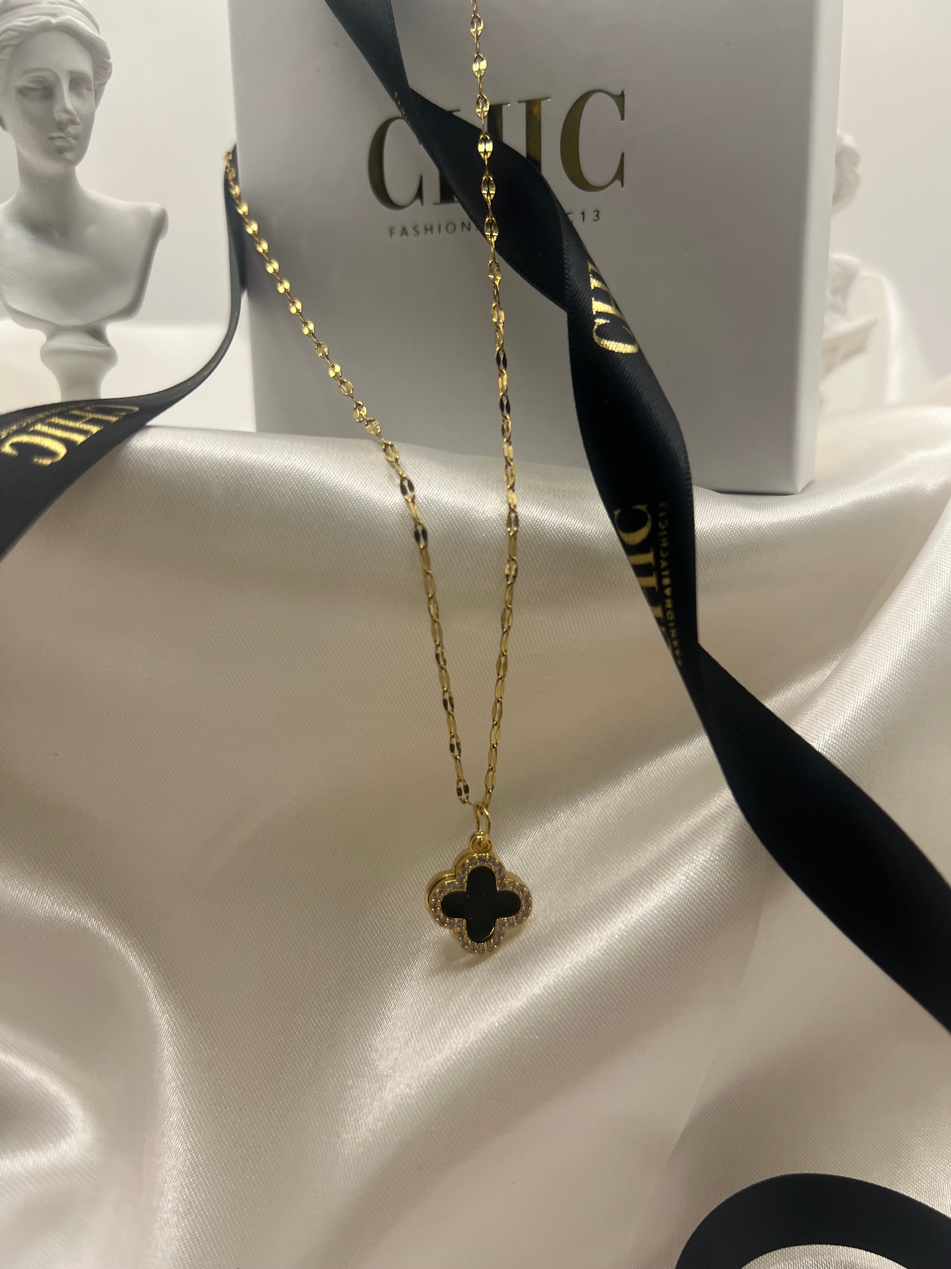 Black and Gold Glitter Necklace