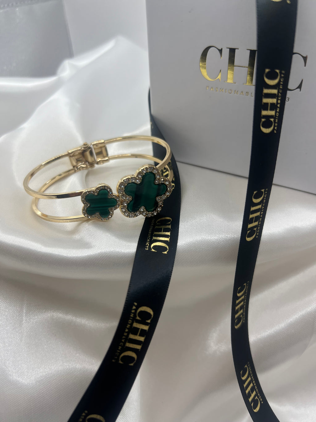 Double Clover Bangle Bracelet