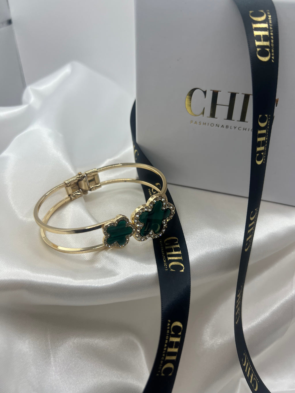 Double Clover Bangle Bracelet