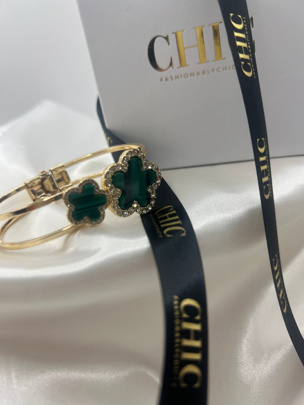 Double Clover Bangle Bracelet