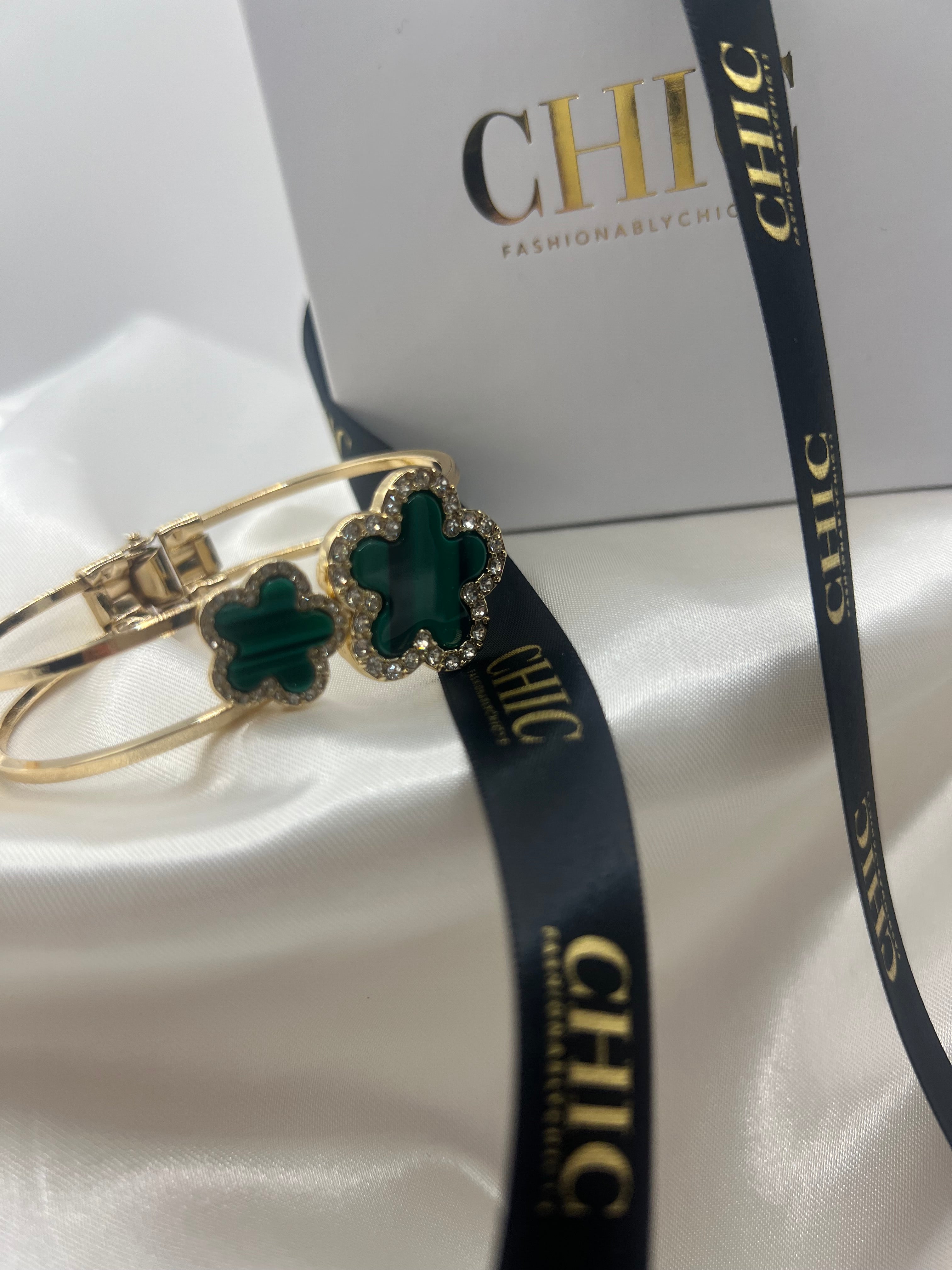Double Clover Bangle Bracelet