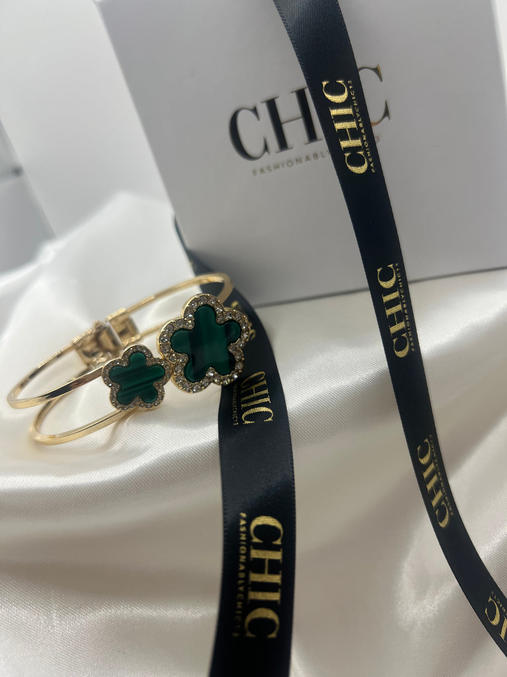 Double Clover Bangle Bracelet