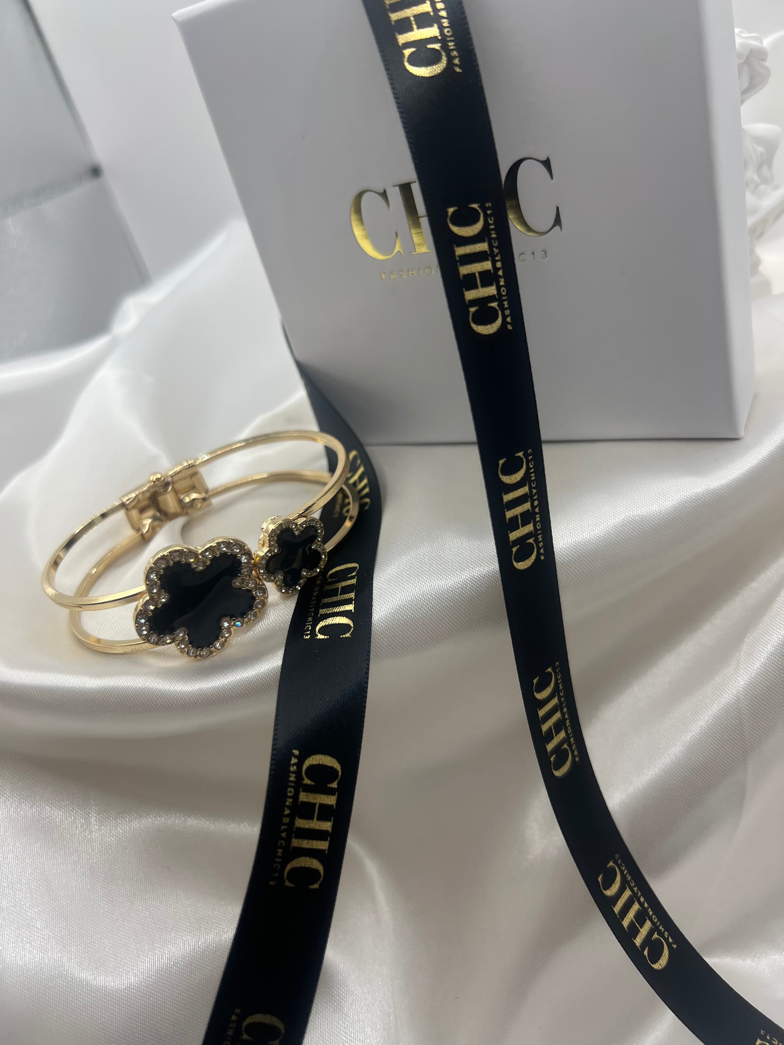 Double Clover Bangle Bracelet