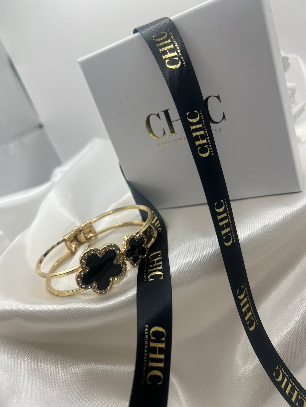 Double Clover Bangle Bracelet