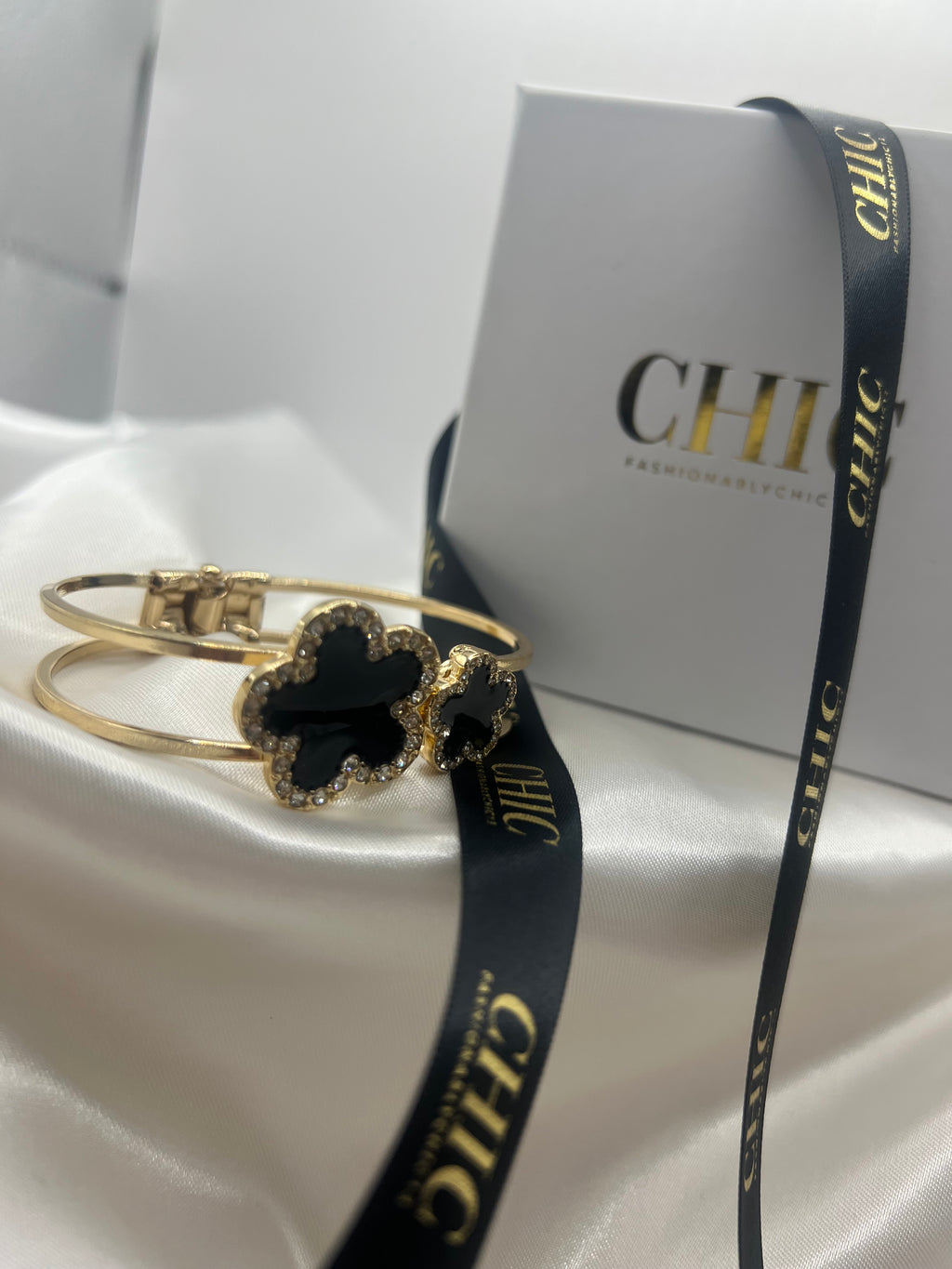 Double Clover Bangle Bracelet