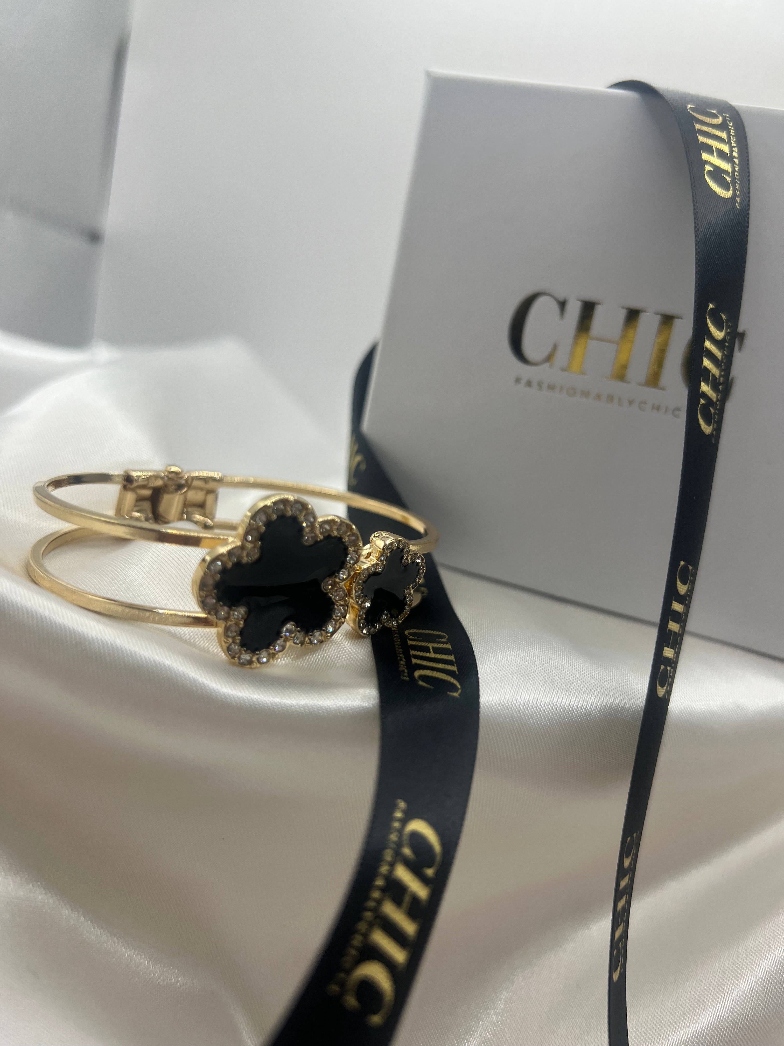 Double Clover Bangle Bracelet