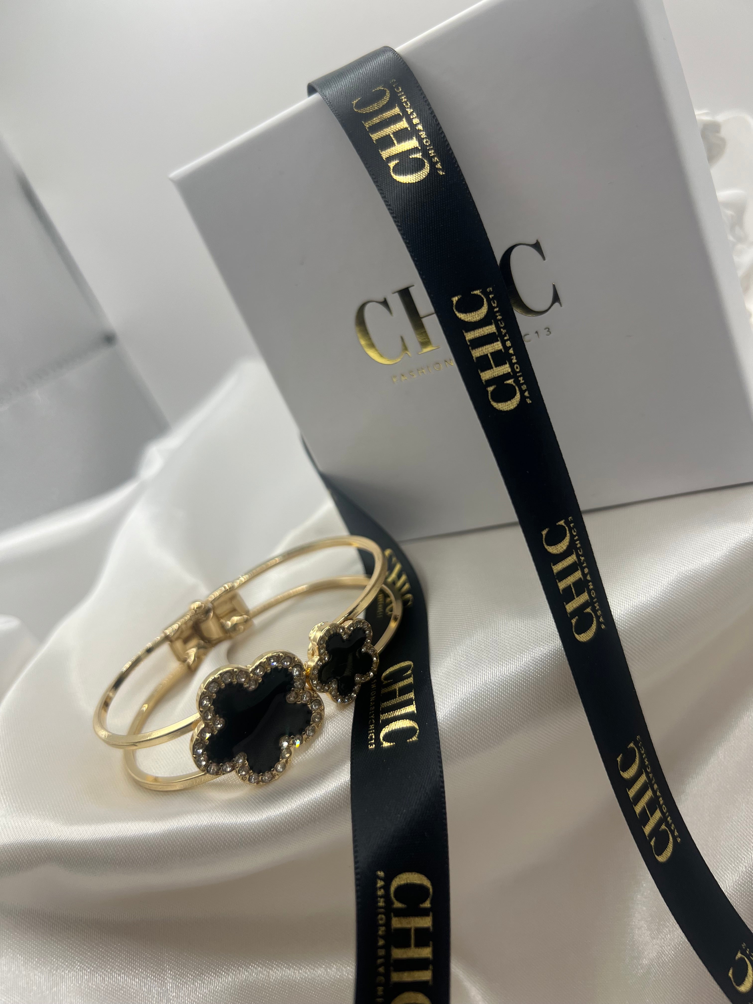 Double Clover Bangle Bracelet