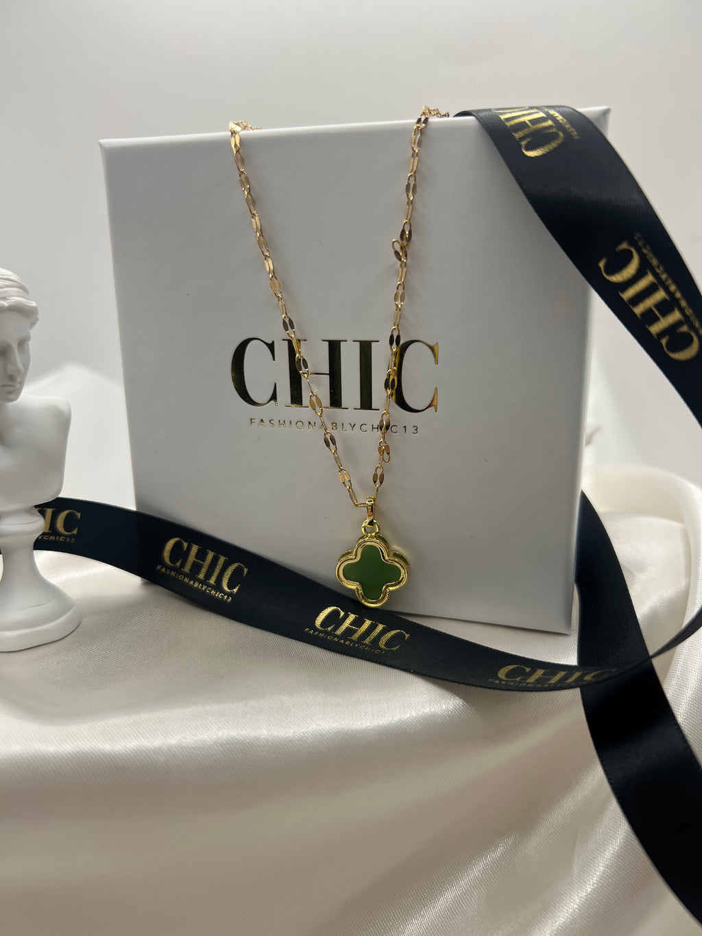Sage Green Clover Necklace