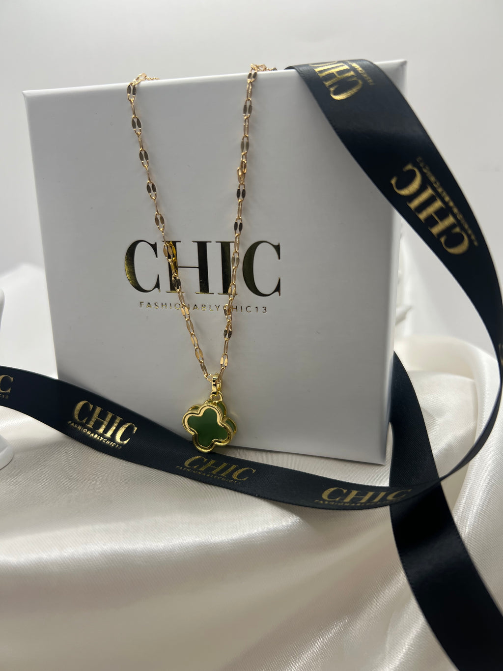Sage Green Clover Necklace