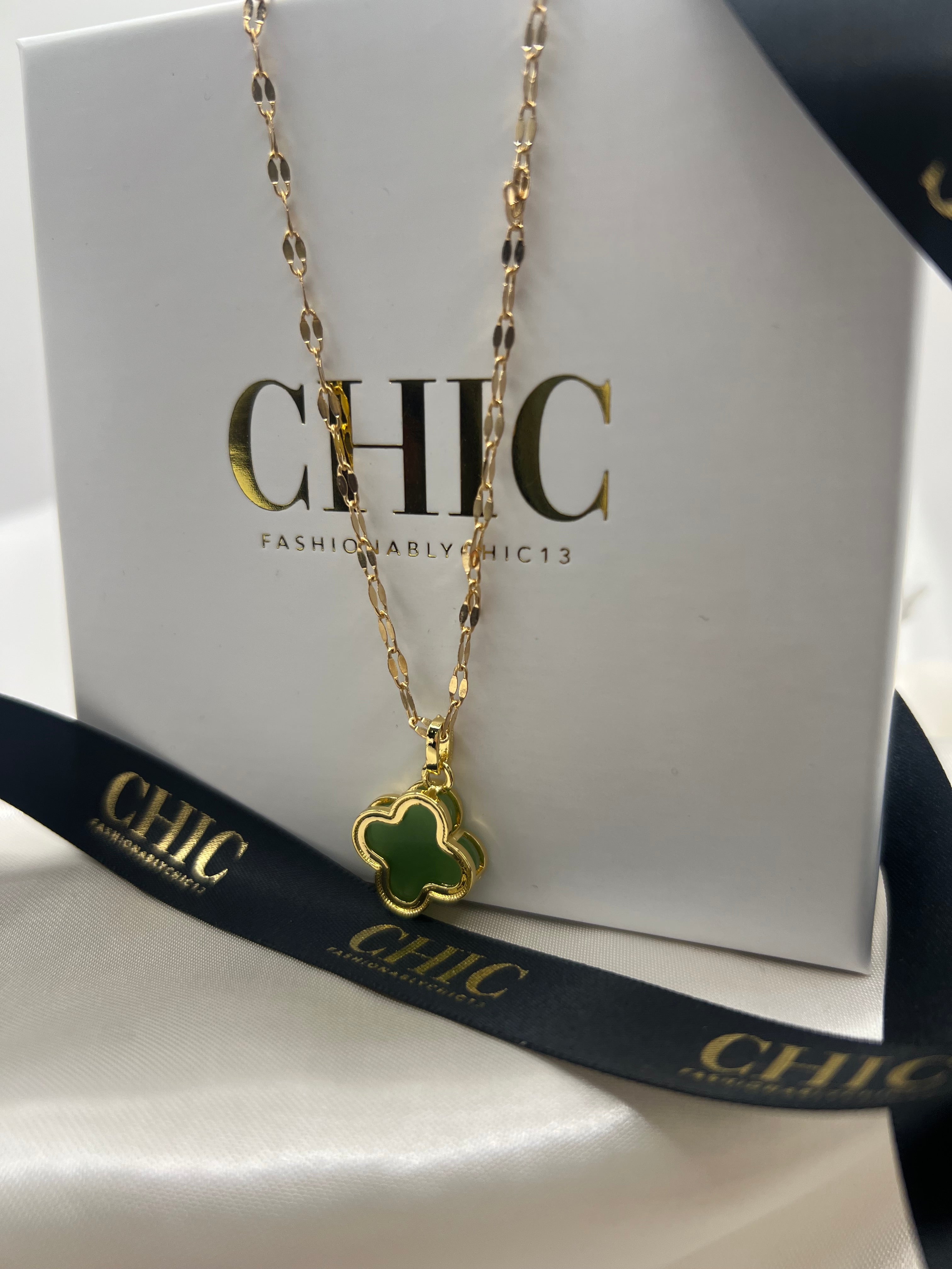 Sage Green Clover Necklace