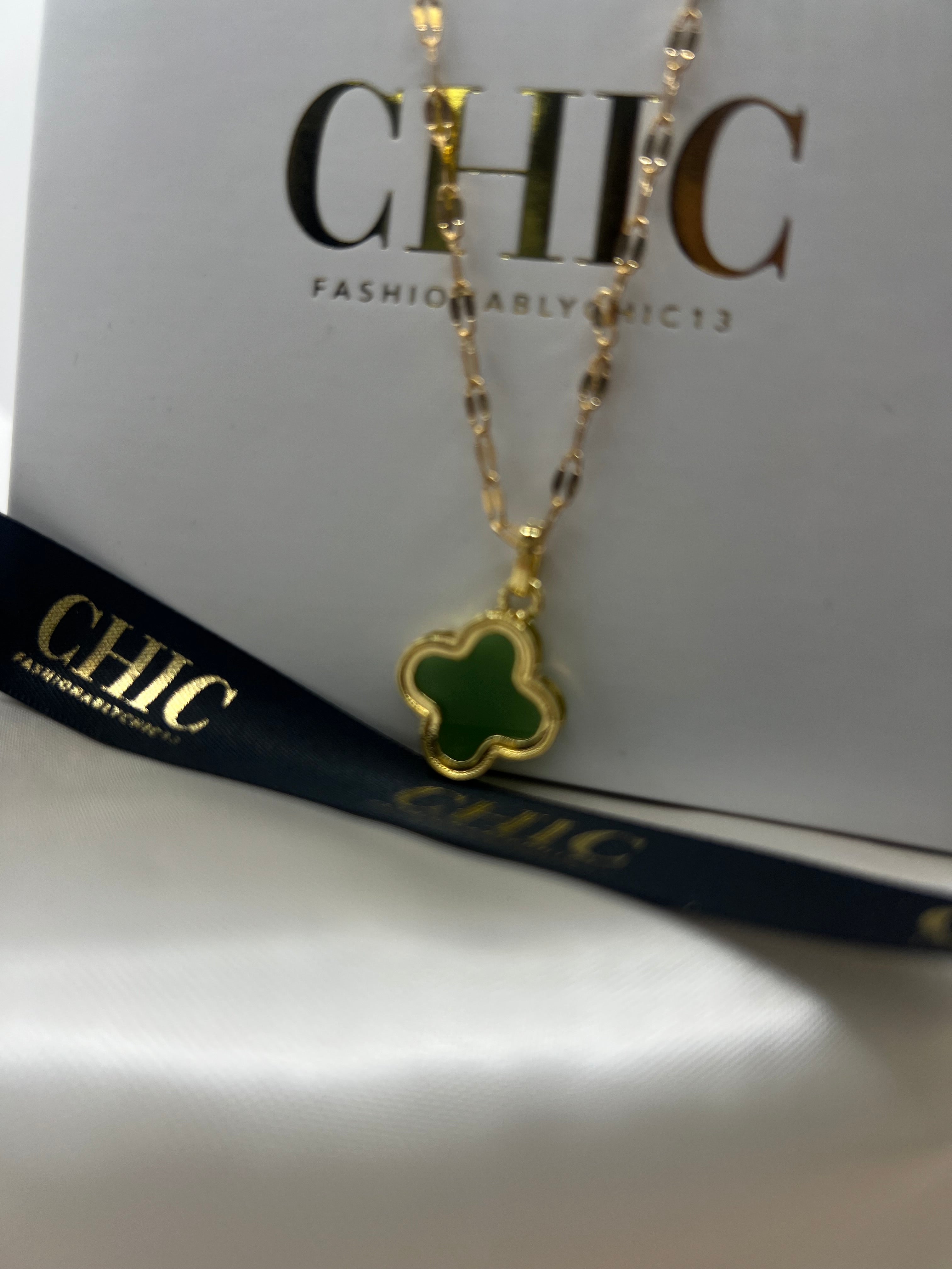 Sage Green Clover Necklace