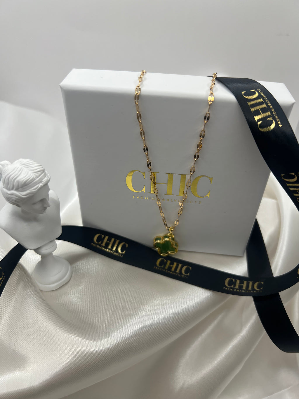 Sage Green Clover Necklace