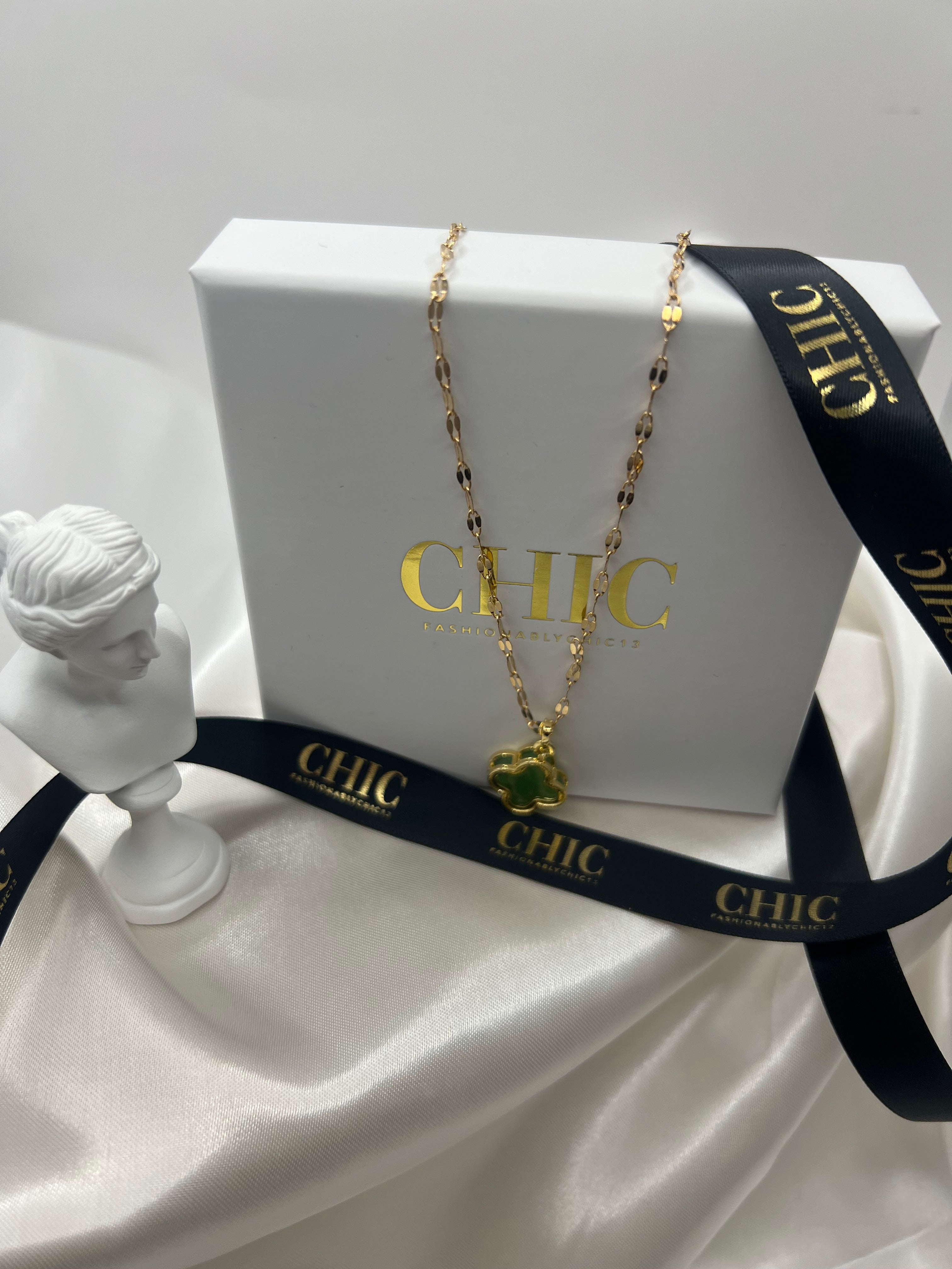 Sage Green Clover Necklace