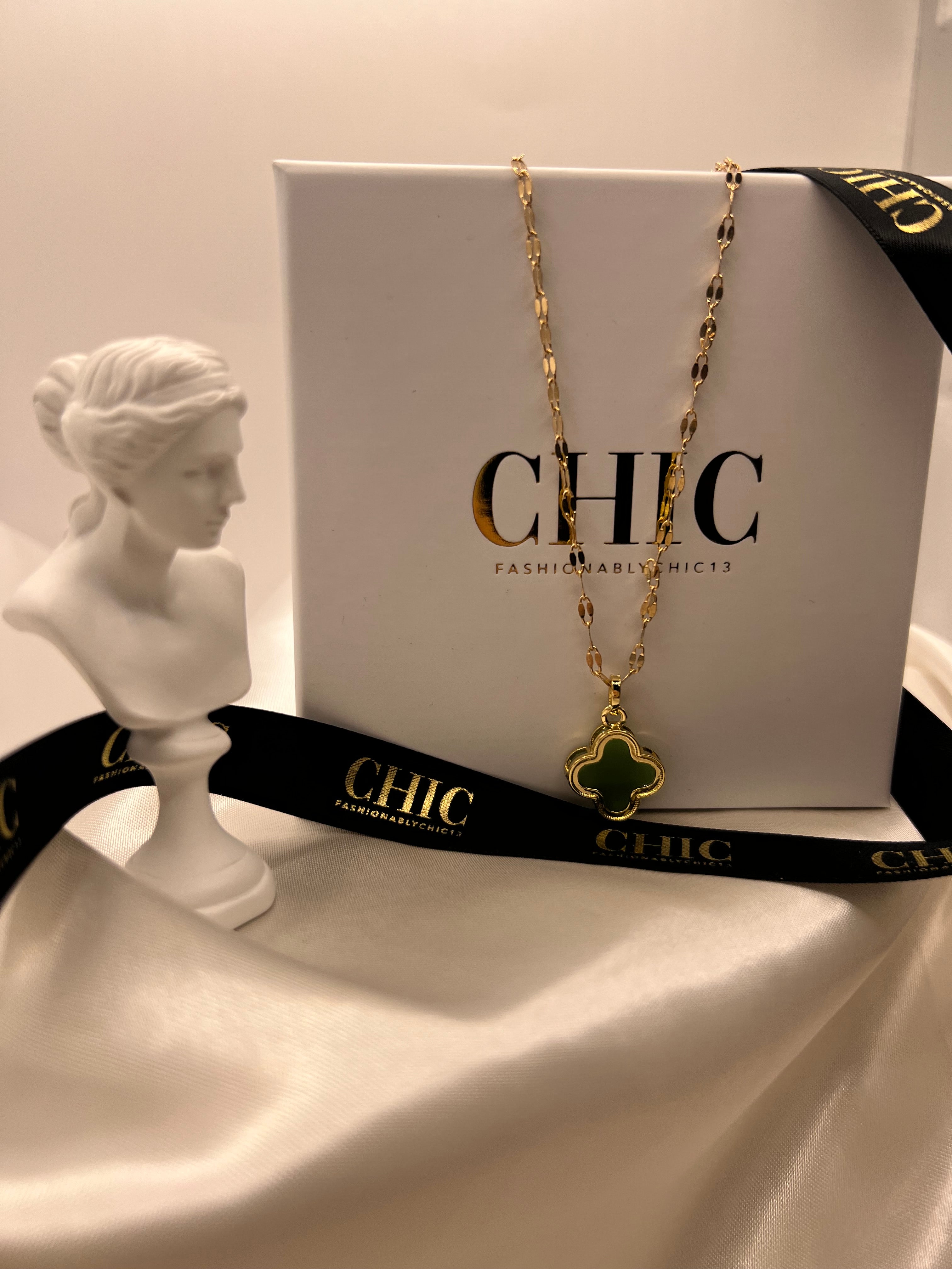 Sage Green Clover Necklace