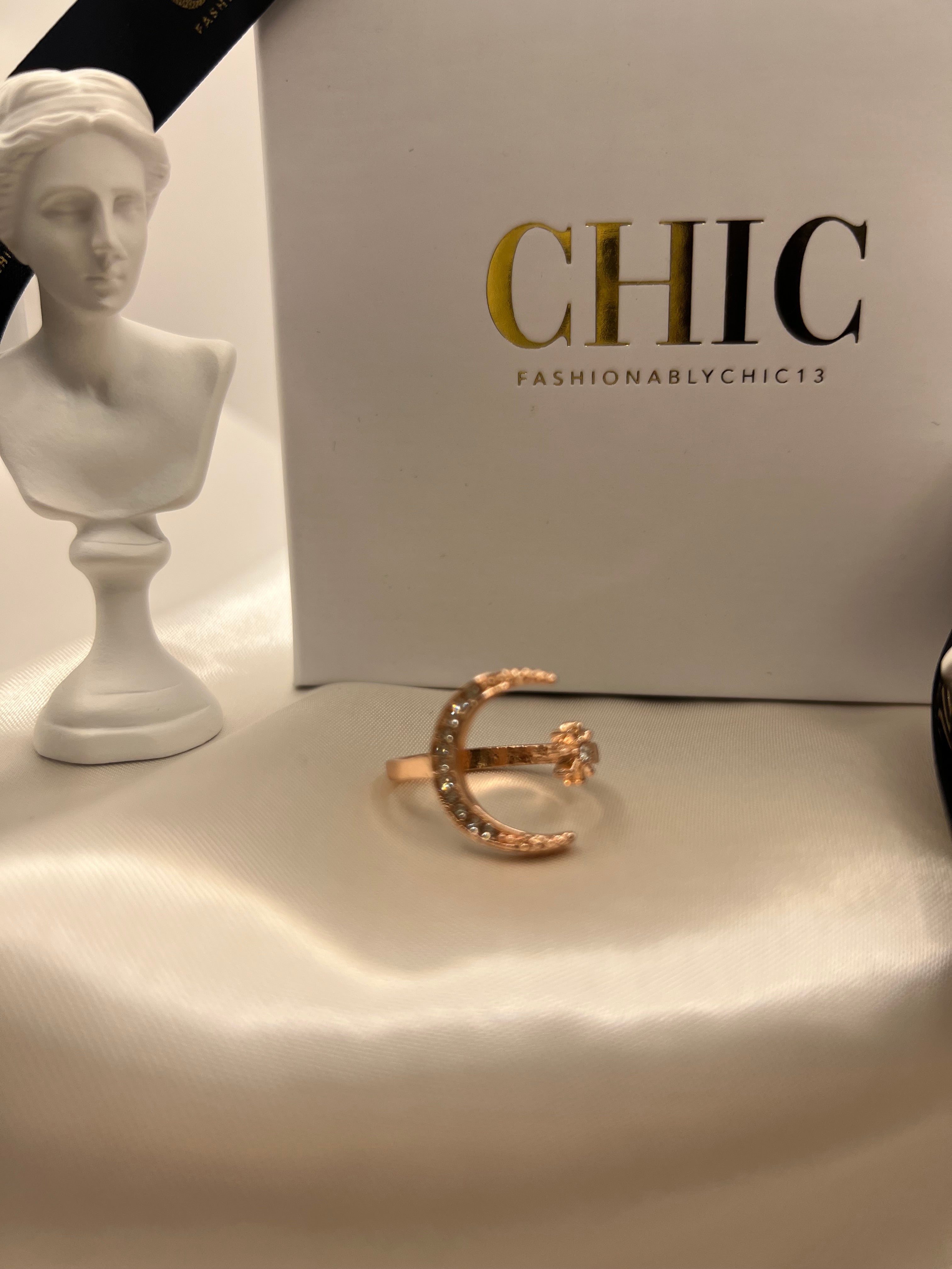 Moon Gold Glitter Ring