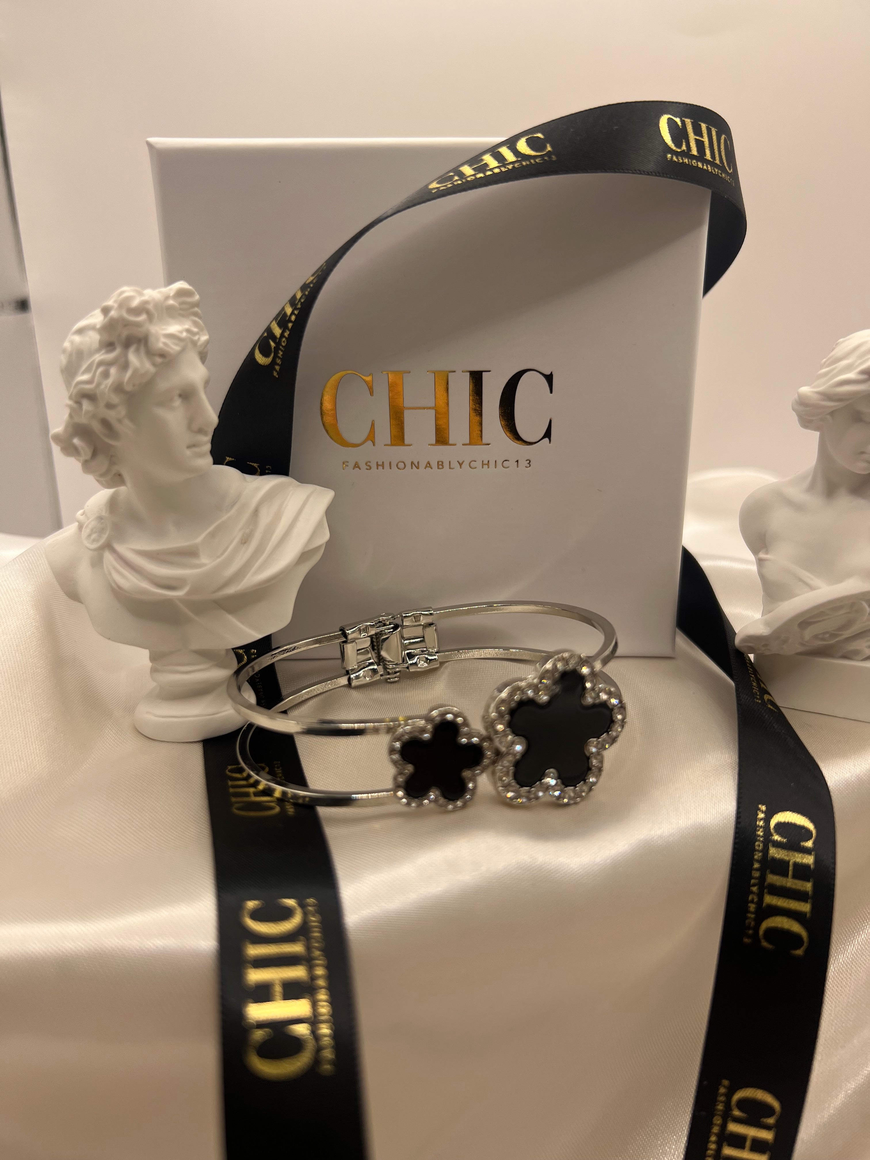 Double Clover Bangle Bracelet
