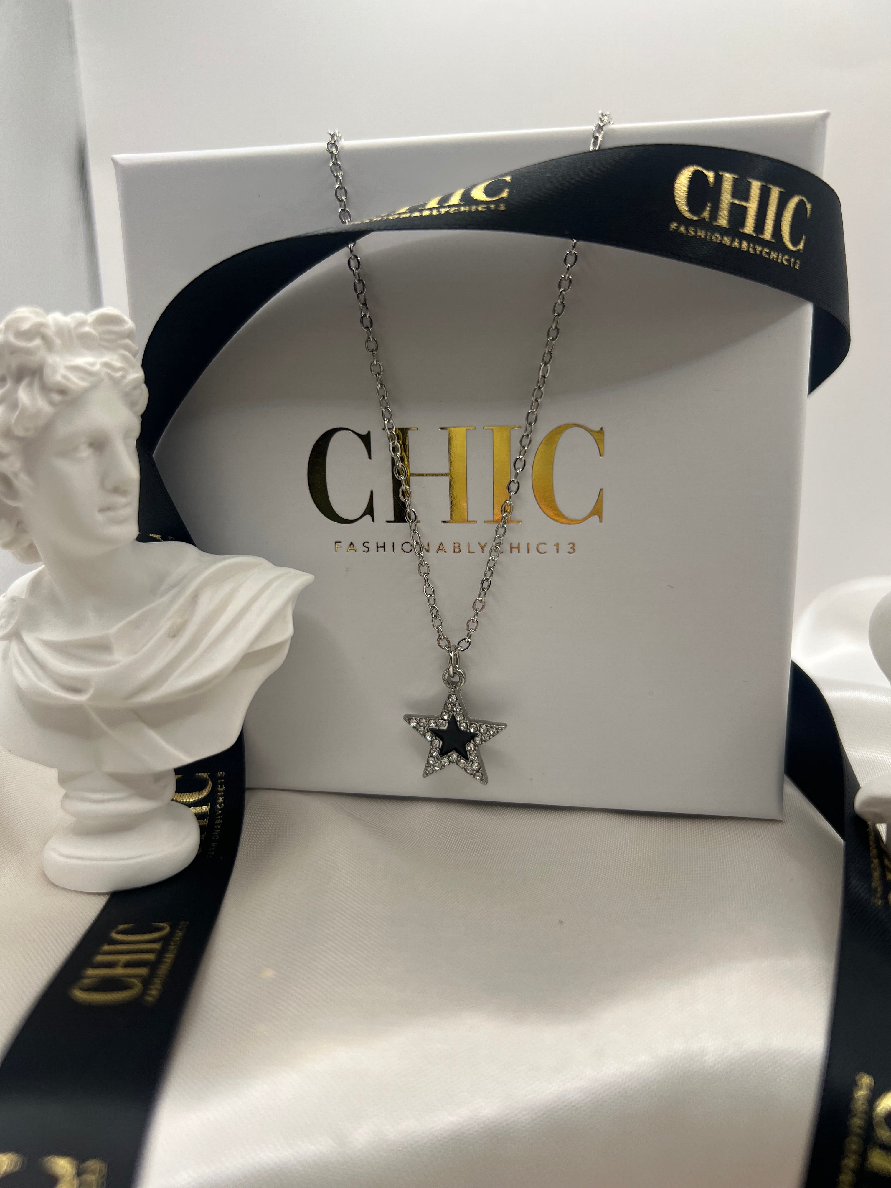 Sliver Black Star Necklace